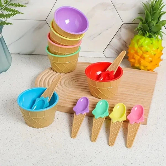 Ice Cream Bowl With Spoon (Pack of 6 Pcs)