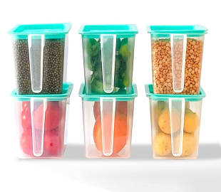 Fridge Airtight Storage Organizer with Handle ( set of 6 - 1000ml )