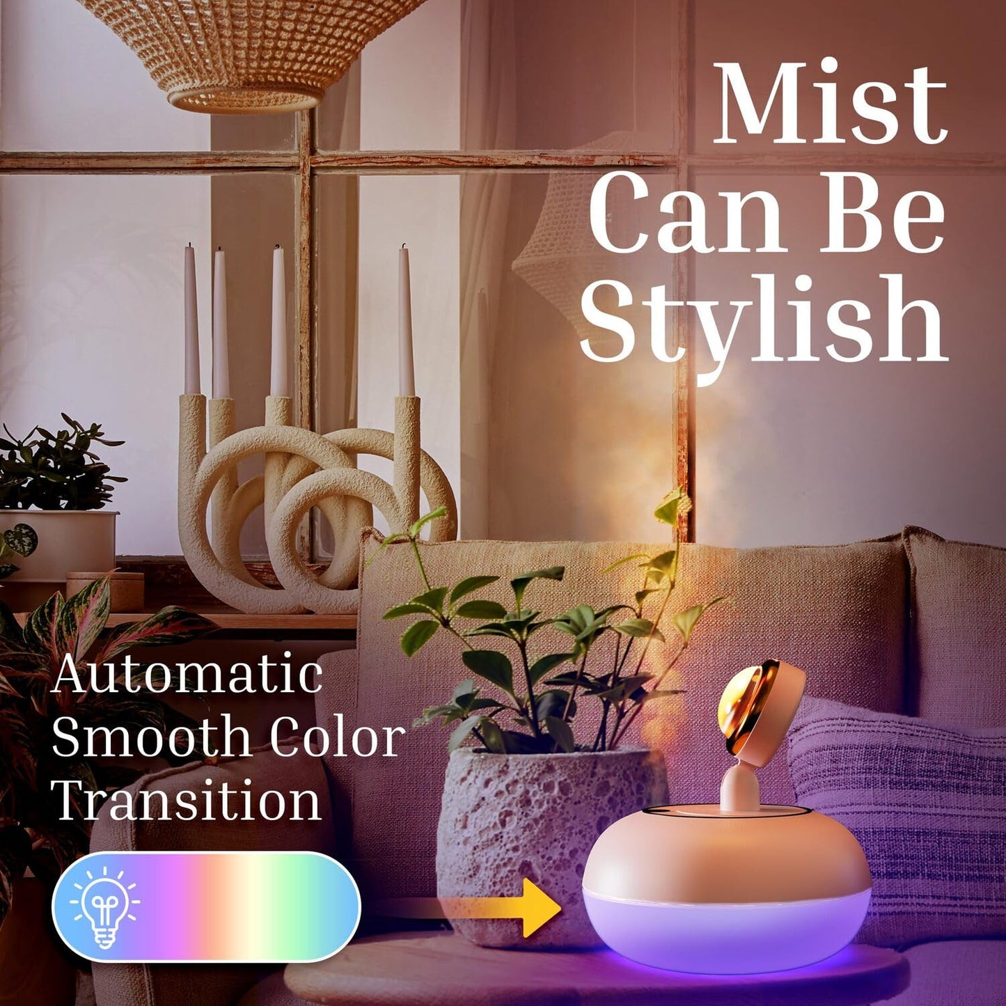 2 in 1 Aromatherapy 360 Degree Rotatable Sunset Projector Lamp Humidifier