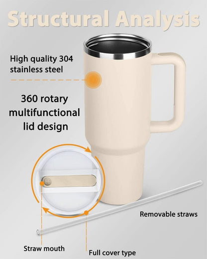 Stainless Steel Tumbler with Handle and Straw  1200ML