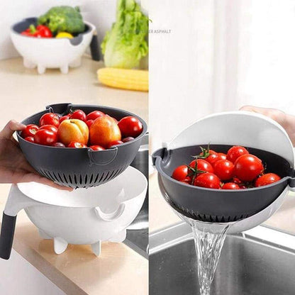 9-in-1 Multifunction Vegetable Cutter With Drain Basket