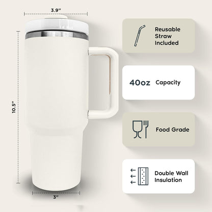 Stainless Steel Tumbler with Handle and Straw  1200ML