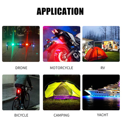 Rechargeable Aircraft LED Bike Strobe Flasher Accessories 3 colour Exterior Lights (Pack of 3)