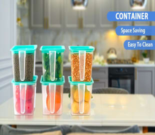 Fridge Airtight Storage Organizer with Handle ( set of 6 - 1000ml )