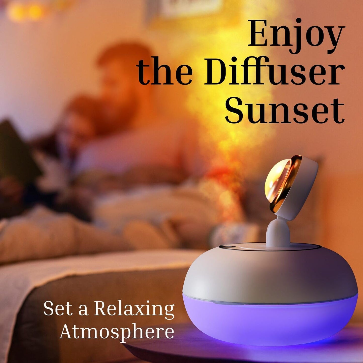 2 in 1 Aromatherapy 360 Degree Rotatable Sunset Projector Lamp Humidifier