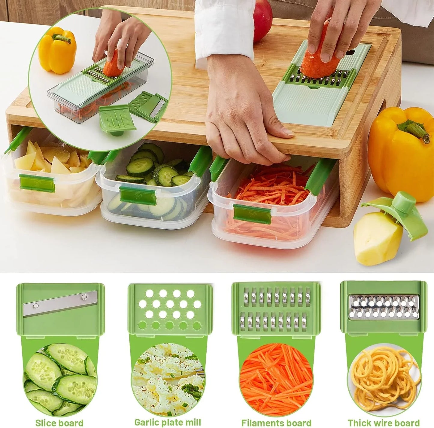 Bamboo Cutting Board with Containers