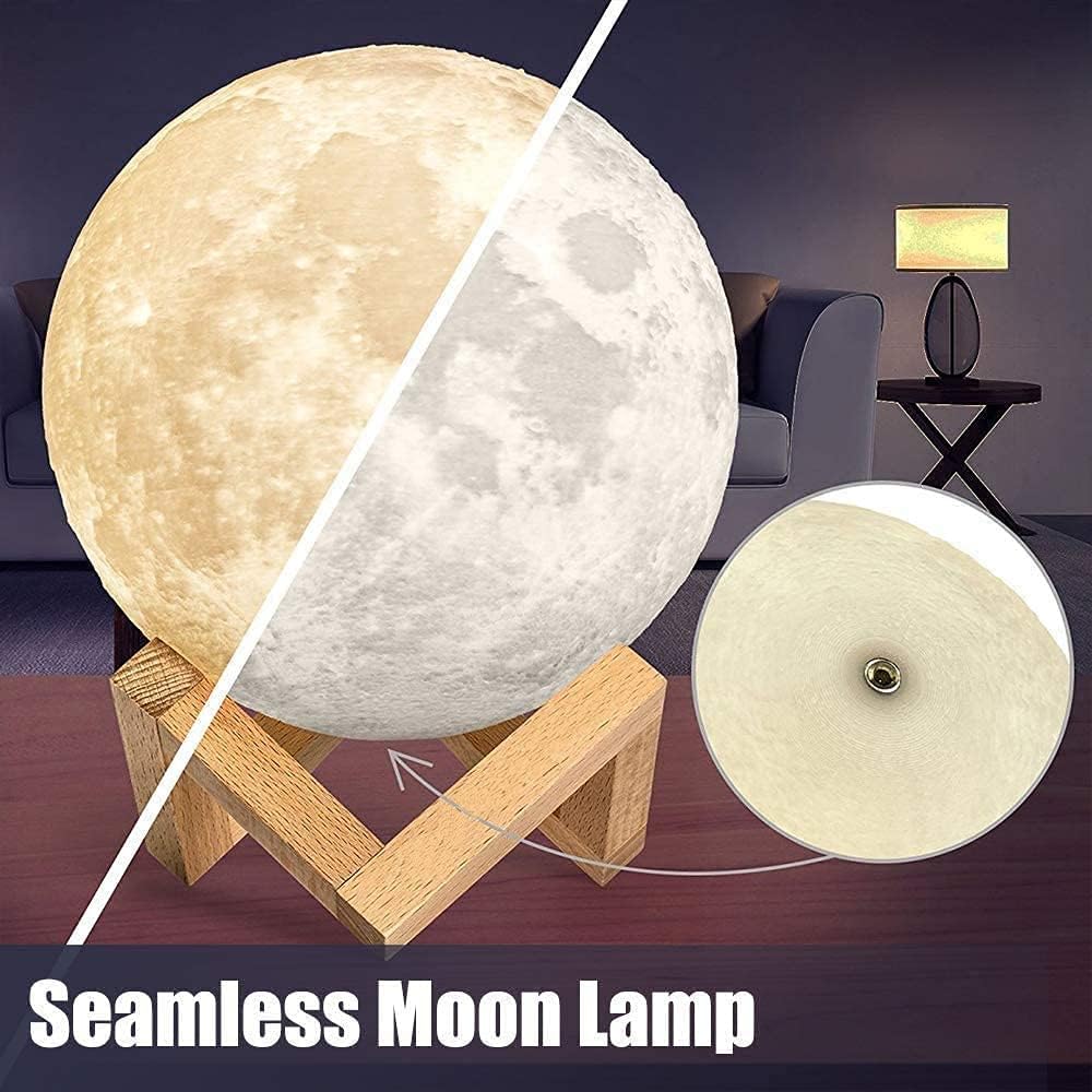 16 Colors LED 3D Print Moon Light with Stand