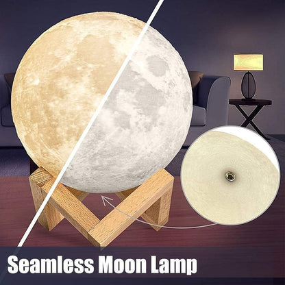 16 Colors LED 3D Print Moon Light with Stand