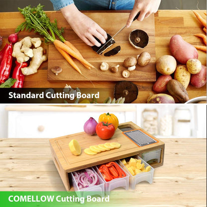 Bamboo Cutting Board with Containers